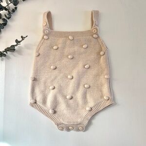 So Dorable Baby Knit Romper Pom Pom Cottagecore Heirloom Neutral 0-12 Months